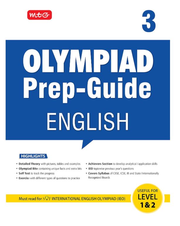 MTG Olympiad Prep-Guide English Class 3 - Detailed Theory, Self Test with IEO Chapterwise Previous Year Question Paper For SOF 2023-24 Exam